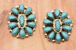 Genuine Sleeping Beauty Turquoise Zuni Indian Post Earrings